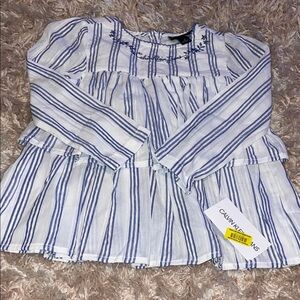 Calvin Klein Navy and White Striped Top